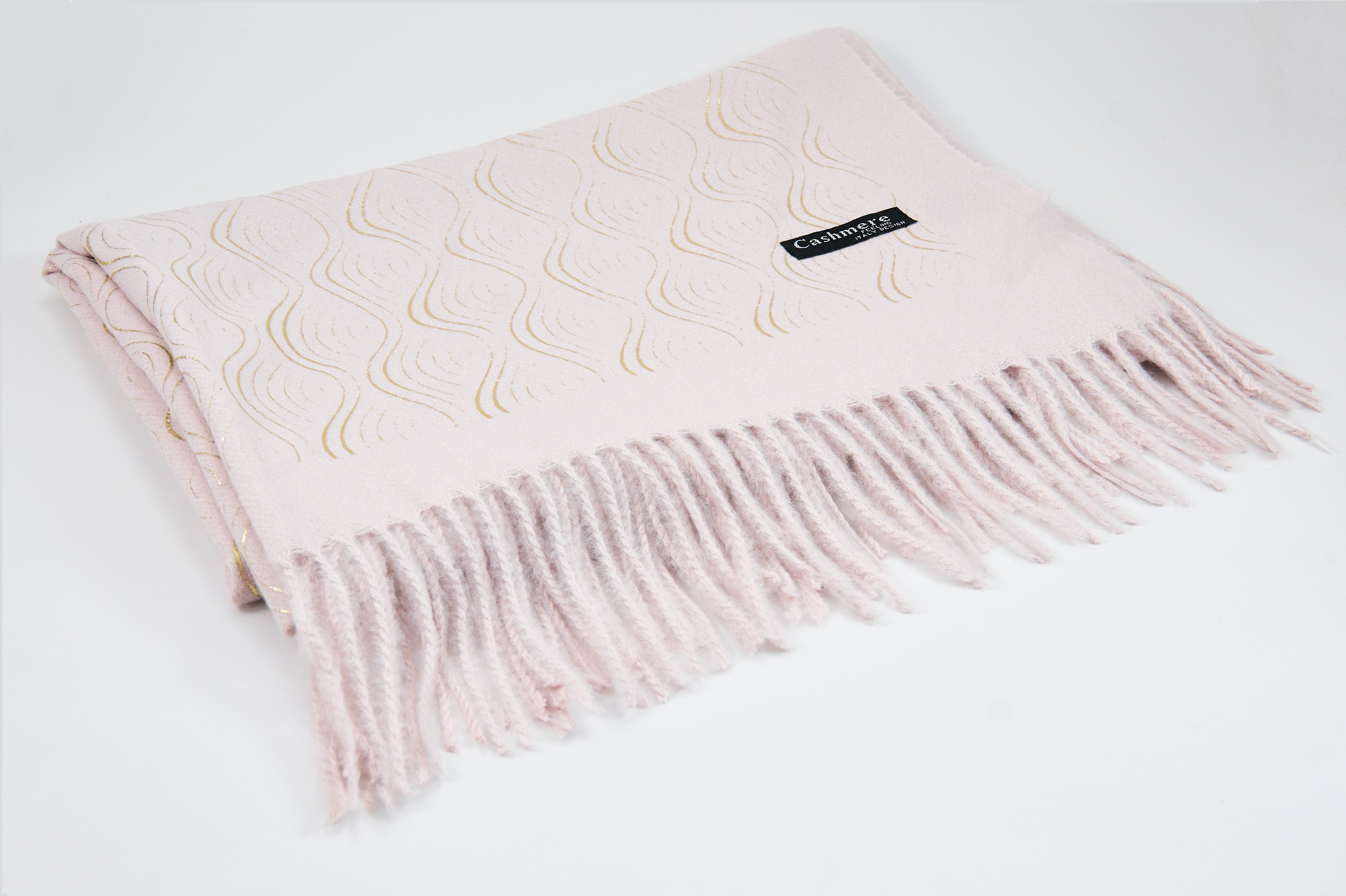 Beige en roze bohemian sjaal met patronen