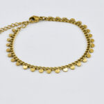 Gouden schakelarmband met dubbele rij glanzende schakels