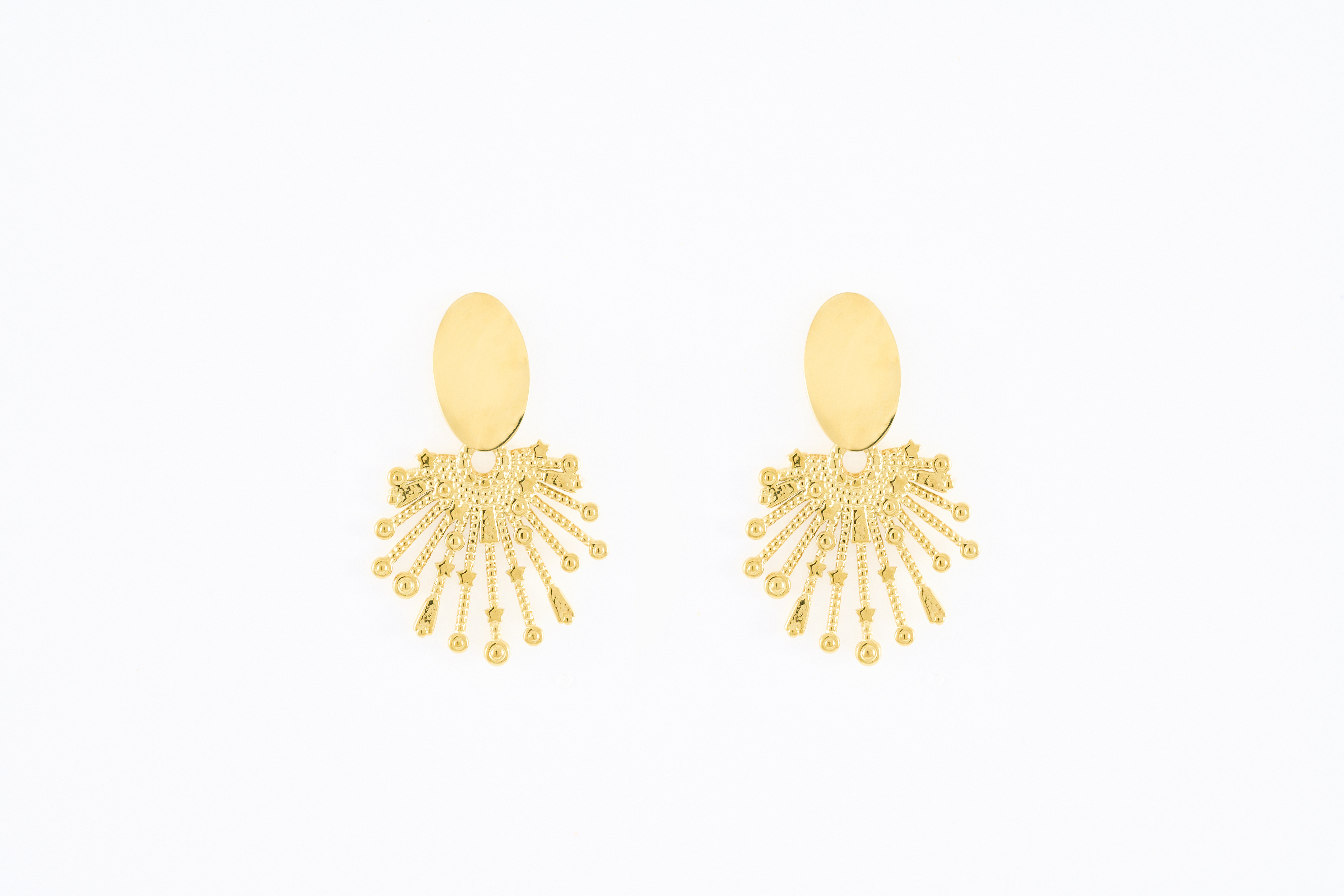Gouden zonnestraal oorbellen