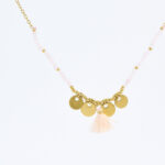 Ketting met gouden klavertjes en kralen